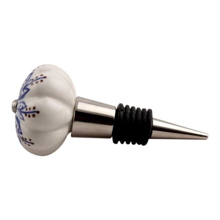 Blue Lotus Ceramic Wine Stopper